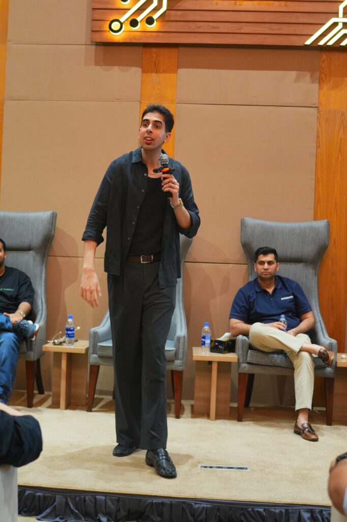 A speaker on stage during the keynote
