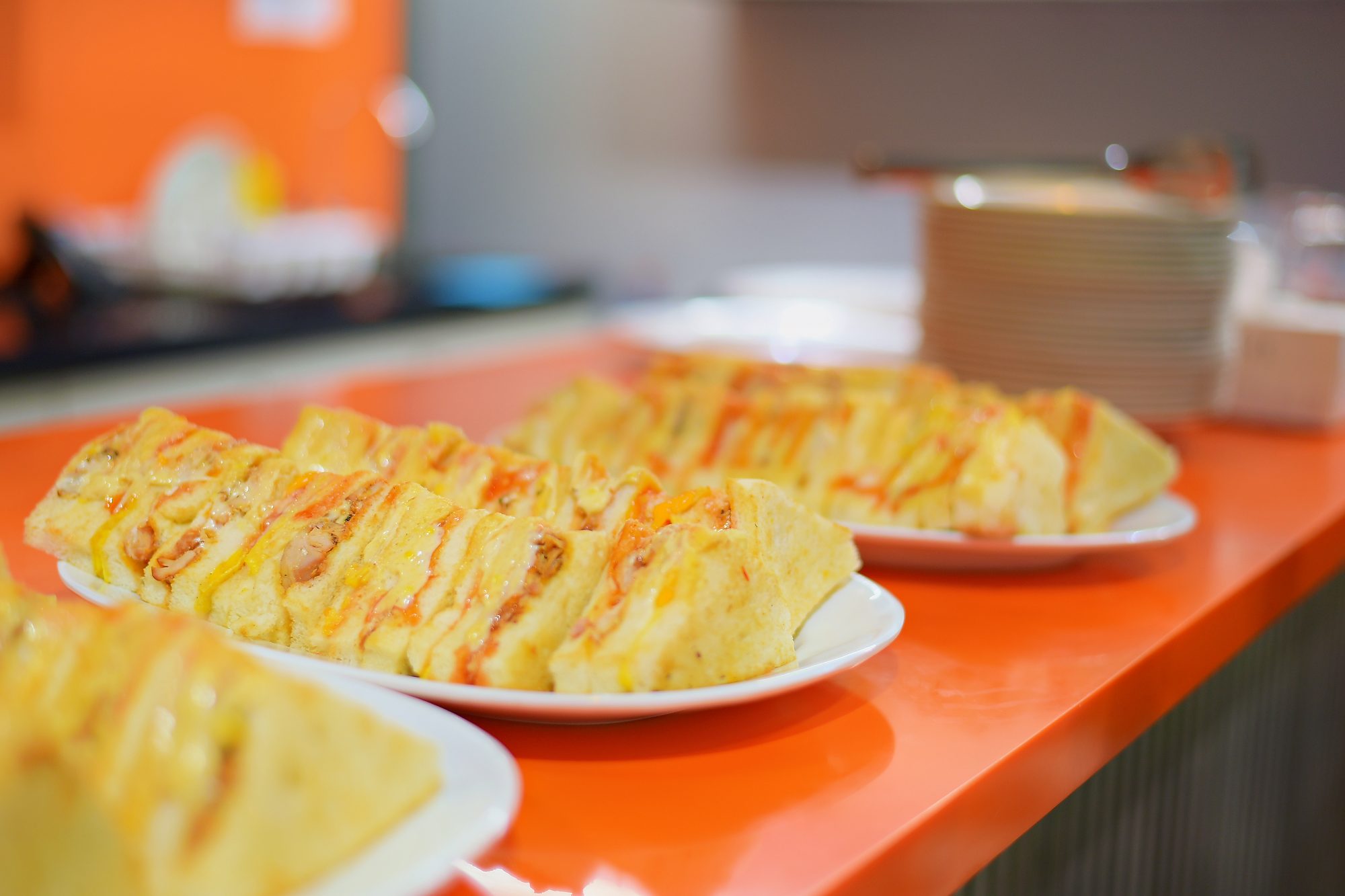Snacks laid out on the counter during the break