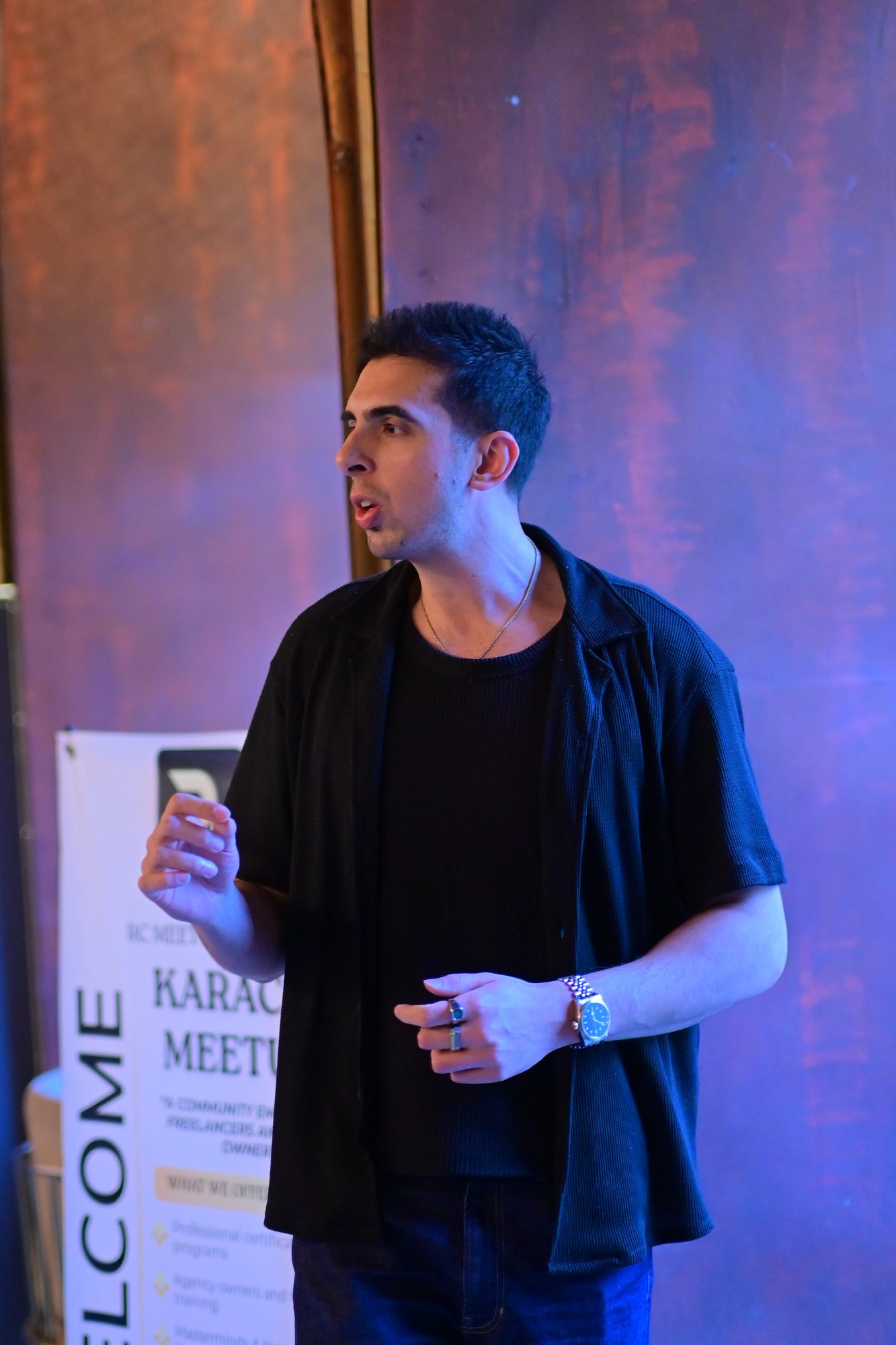 A speaker addressing the room during the keynote